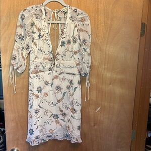 For Love And Lemons Cream Floral Backless Dress